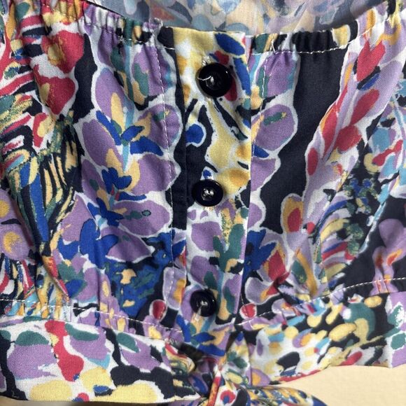 AQUA Multi-Color Floral Crop Sleeveless Tank Top Back Button Tie Women's XL - Picture 11 of 14